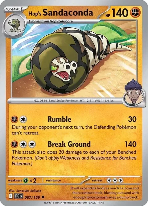 Hop's Sandaconda #087/159 Reverse Holofoil Pokémon card from Journey Together