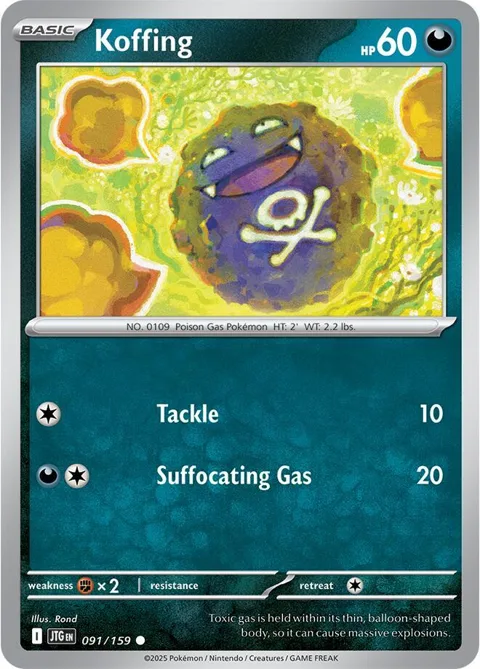 Koffing #091/159 Reverse Holofoil Pokémon card from Journey Together