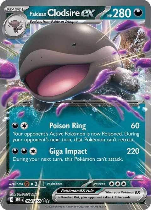 Paldean Clodsire ex #094/159 Holofoil Pokémon card from Journey Together