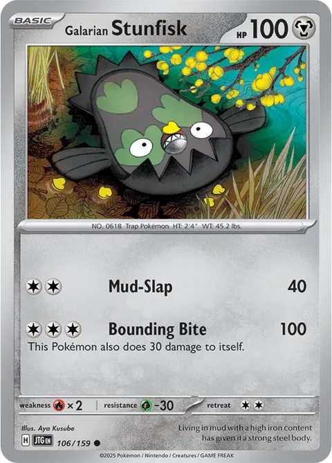 Galarian Stunfisk #106/159 Reverse Holofoil Pokémon card from Journey Together