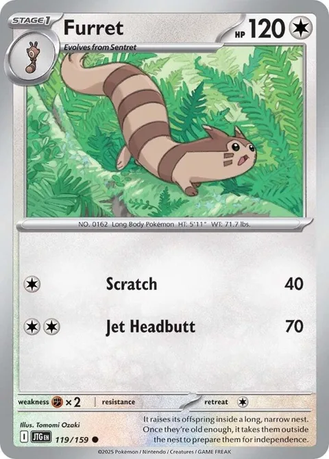 Furret #119/159 Reverse Holofoil Pokémon card from Journey Together