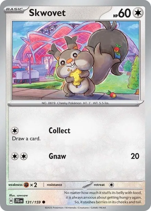 Skwovet #131/159 Reverse Holofoil Pokémon card from Journey Together
