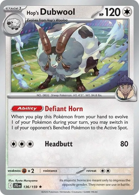 Hop's Dubwool #136/159 Reverse Holofoil Pokémon card from Journey Together