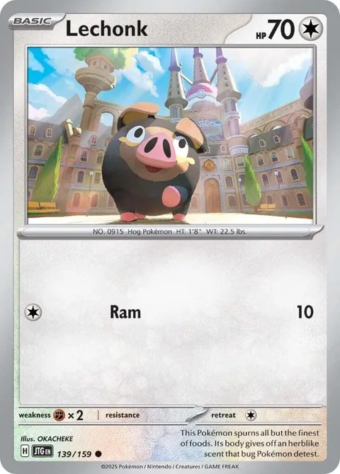 Lechonk #139/159 Reverse Holofoil Pokémon card from Journey Together