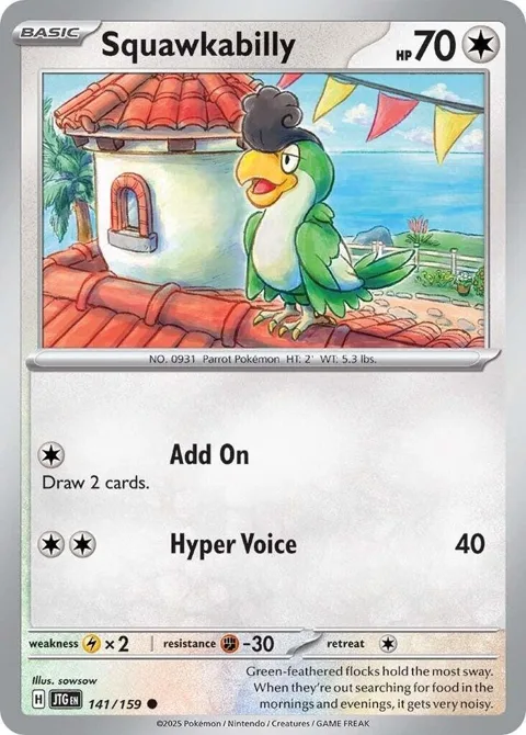 Squawkabilly #141/159 Pokémon card from Journey Together