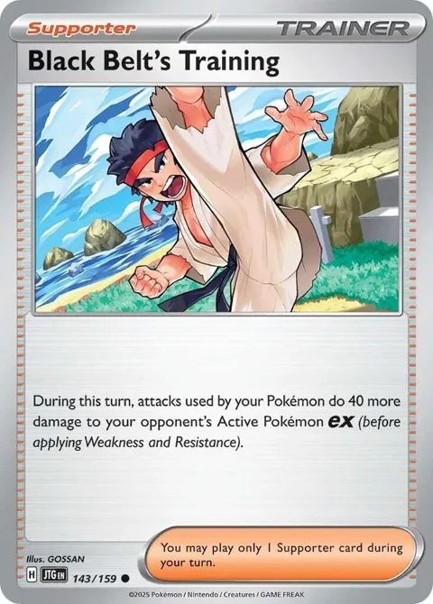 Black Belt's Training #143/159 Reverse Holofoil Pokémon card from Journey Together