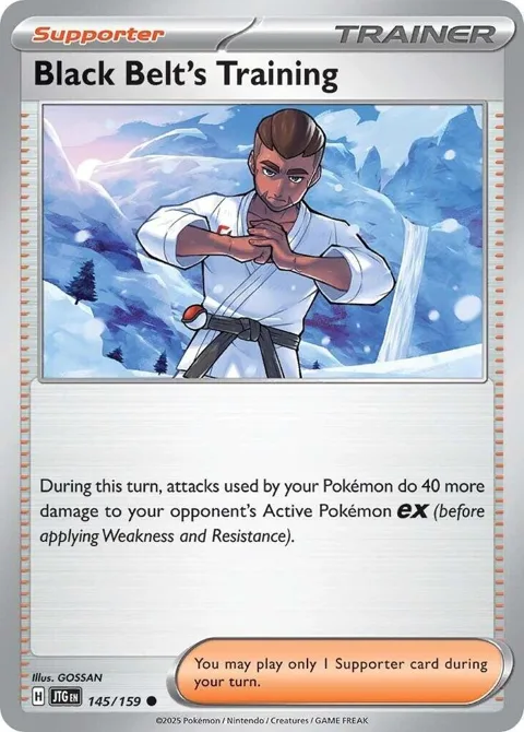 Black Belt's Training #145/159 Reverse Holofoil Pokémon card from Journey Together