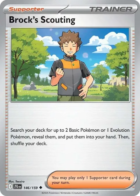 Brock's Scouting #146/159 Pokémon card from Journey Together