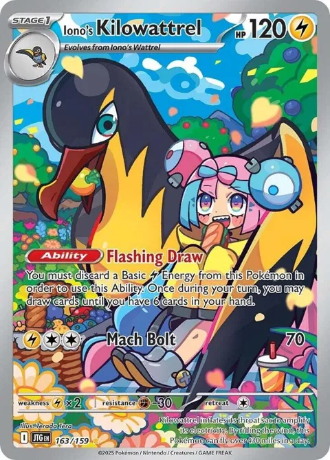 Iono's Kilowattrel #163/159 Holofoil Pokémon card from Journey Together