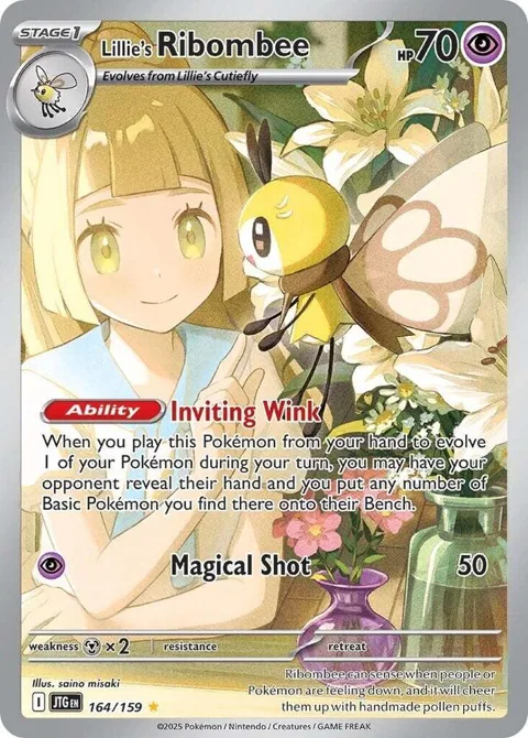 Lillie's Ribombee #164/159 Holofoil Pokémon card from Journey Together