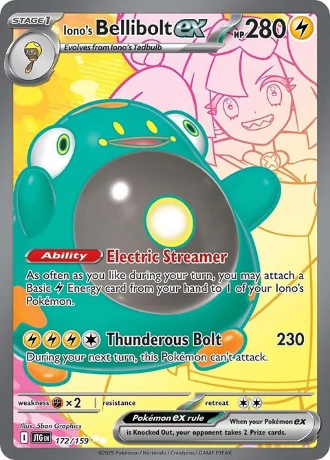 Iono's Bellibolt ex #172/159 Holofoil Pokémon card from Journey Together