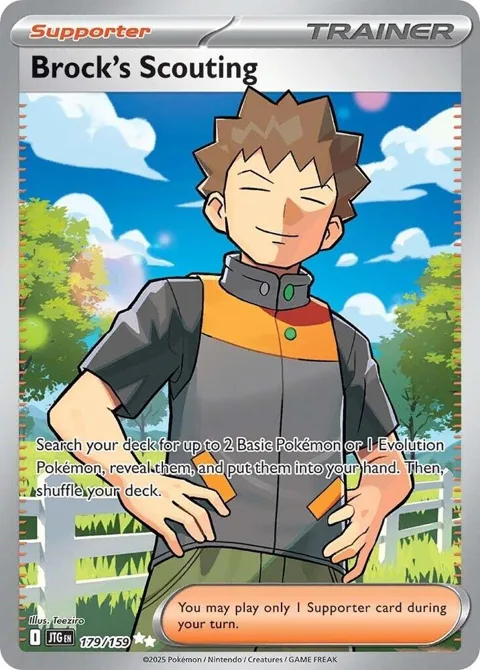 Brock's Scouting #179/159 Holofoil Pokémon card from Journey Together