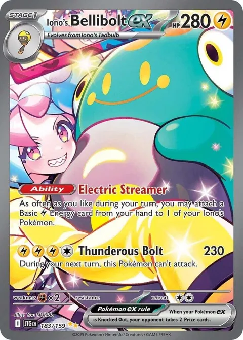 Iono's Bellibolt ex #183/159 Holofoil Pokémon card from Journey Together