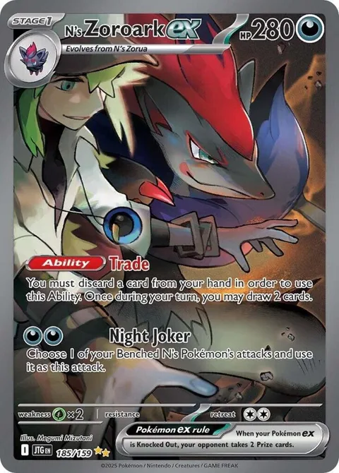 N's Zoroark ex #185/159 Holofoil Pokémon card from Journey Together