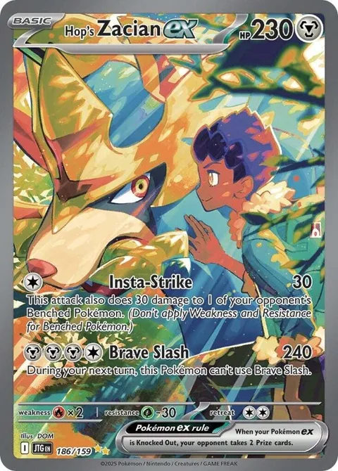 Hop's Zacian ex #186/159 Holofoil Pokémon card from Journey Together