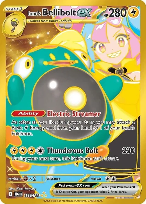 Iono's Bellibolt ex #188/159 Holofoil Pokémon card from Journey Together