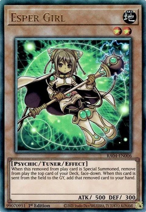 Esper Girl Prismatic Ultimate Rare RA04-EN006 Yu-Gi-Oh card from Quarter Century Stampede