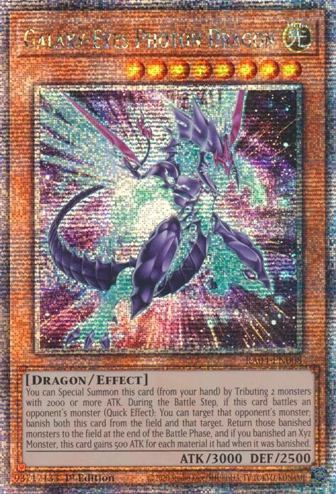 Galaxy-Eyes Photon Dragon New Art Quarter Century Secret Rare RA04-EN008 Yu-Gi-Oh card from Quarter Century Stampede