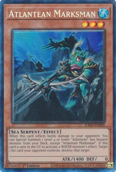 Atlantean Marksman Prismatic Collector's Rare RA04-EN009 Yu-Gi-Oh card from Quarter Century Stampede