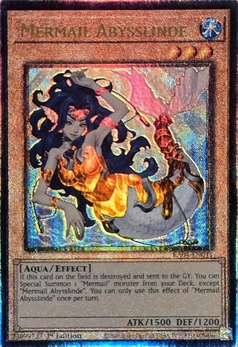 Mermail Abysslinde Prismatic Ultimate Rare RA04-EN011 Yu-Gi-Oh card from Quarter Century Stampede