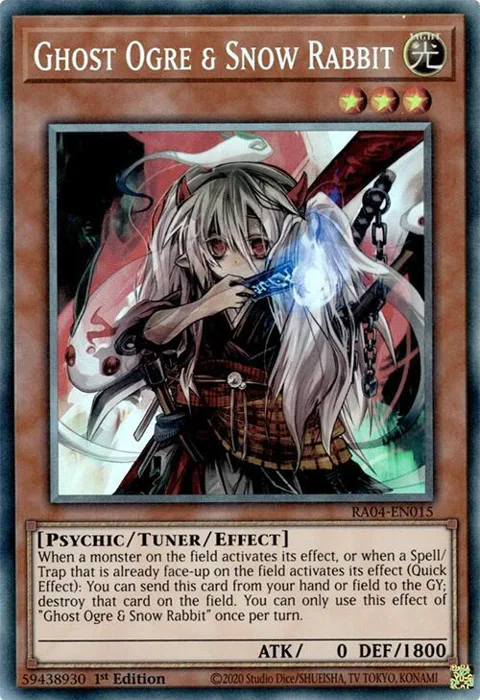 Ghost Ogre & Snow Rabbit Prismatic Collector's Rare RA04-EN015 Yu-Gi-Oh card from Quarter Century Stampede
