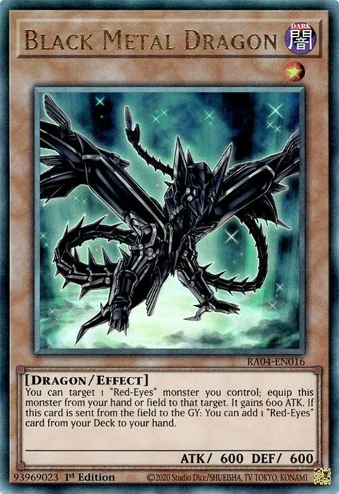 Black Metal Dragon Prismatic Ultimate Rare RA04-EN016 Yu-Gi-Oh card from Quarter Century Stampede