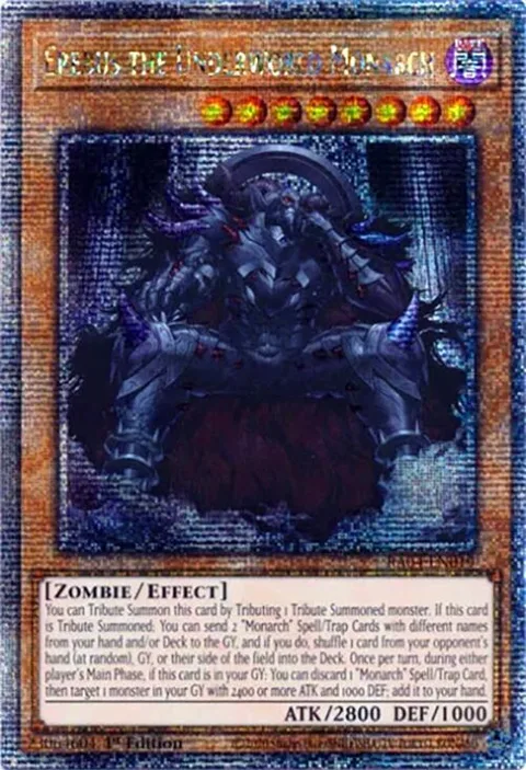 Erebus the Underworld Monarch Quarter Century Secret Rare RA04-EN019 Yu-Gi-Oh card from Quarter Century Stampede