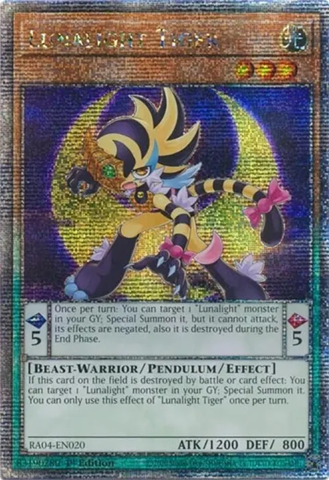 Lunalight Tiger Quarter Century Secret Rare RA04-EN020 Yu-Gi-Oh card from Quarter Century Stampede