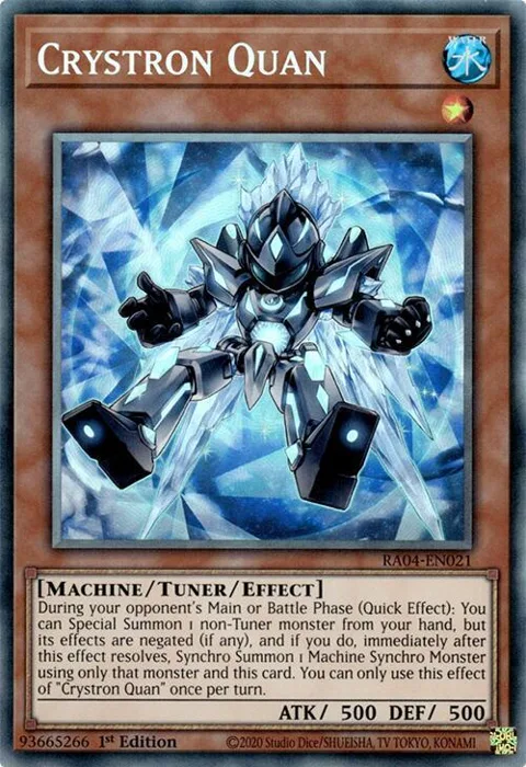 Crystron Quan Prismatic Collector's Rare RA04-EN021 Yu-Gi-Oh card from Quarter Century Stampede