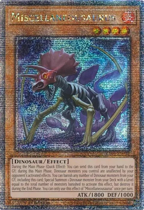 Miscellaneousaurus Quarter Century Secret Rare RA04-EN022 Yu-Gi-Oh card from Quarter Century Stampede