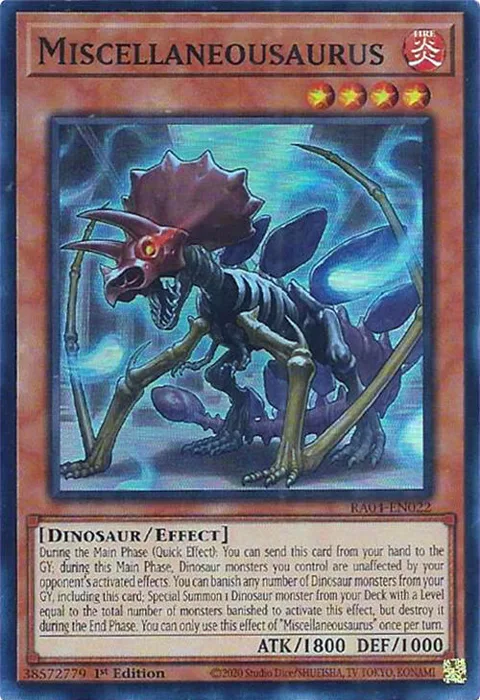 Miscellaneousaurus RA04-EN022 Yu-Gi-Oh card from Quarter Century Stampede