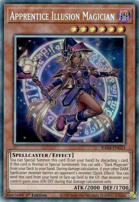 Apprentice Illusion Magician Prismatic Collector's Rare RA04-EN023 Yu-Gi-Oh card from Quarter Century Stampede