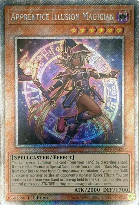 Apprentice Illusion Magician Platinum Secret Rare RA04-EN023 Yu-Gi-Oh card from Quarter Century Stampede