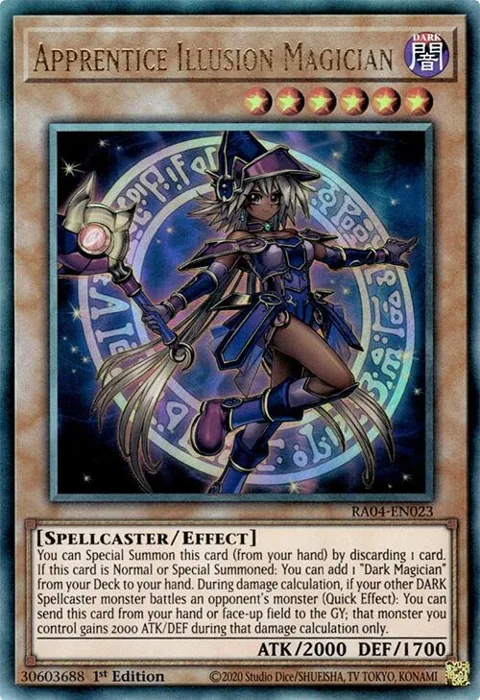 Apprentice Illusion Magician Prismatic Ultimate Rare RA04-EN023 Yu-Gi-Oh card from Quarter Century Stampede