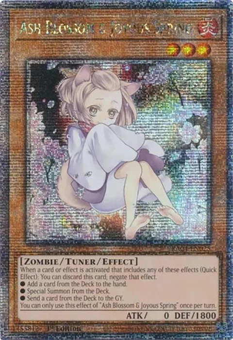 Ash Blossom & Joyous Spring Alt Art Quarter Century Secret Rare RA04-EN025 Yu-Gi-Oh card from Quarter Century Stampede