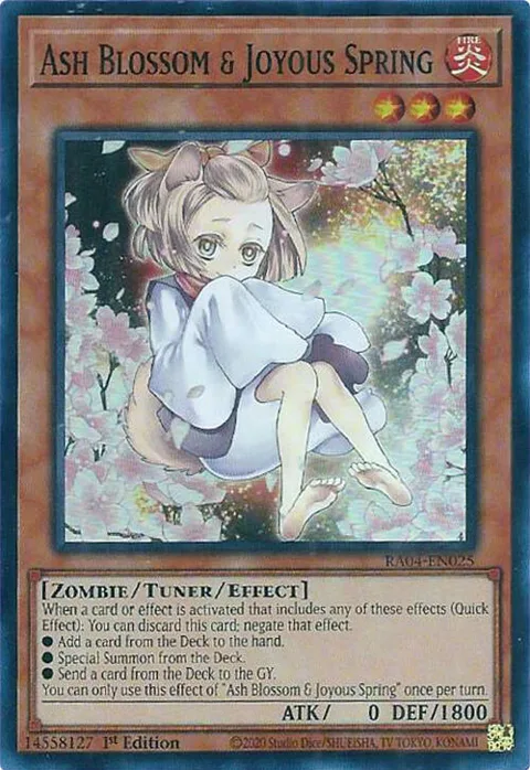 Ash Blossom & Joyous Spring Alt Art RA04-EN025 Yu-Gi-Oh card from Quarter Century Stampede