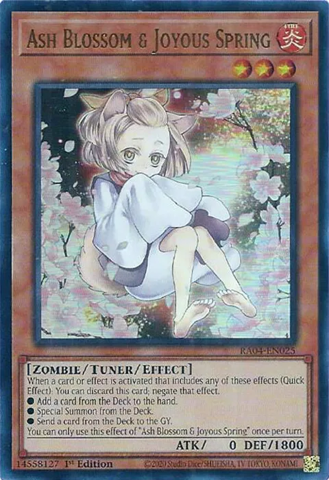 Ash Blossom & Joyous Spring Alt Art Ultra Rare RA04-EN025 Yu-Gi-Oh card from Quarter Century Stampede
