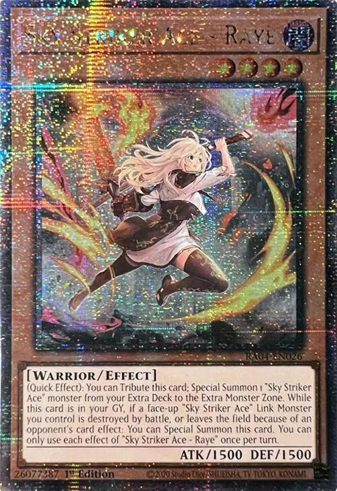 Sky Striker Ace - Raye New Art Quarter Century Secret Rare RA04-EN026 Yu-Gi-Oh card from Quarter Century Stampede