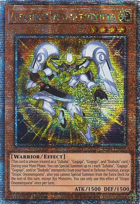 Utopic Onomatopoeia Quarter Century Secret Rare RA04-EN028 Yu-Gi-Oh card from Quarter Century Stampede