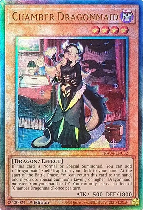 Chamber Dragonmaid Prismatic Ultimate Rare RA04-EN032 Yu-Gi-Oh card from Quarter Century Stampede