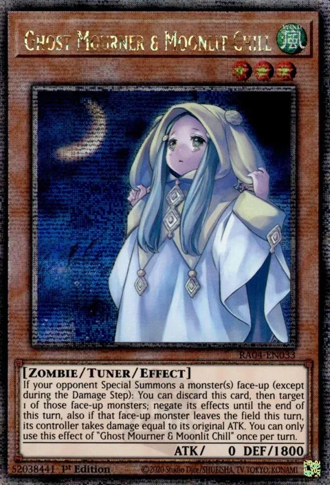 Ghost Mourner & Moonlit Chill Quarter Century Secret Rare RA04-EN033 Yu-Gi-Oh card from Quarter Century Stampede