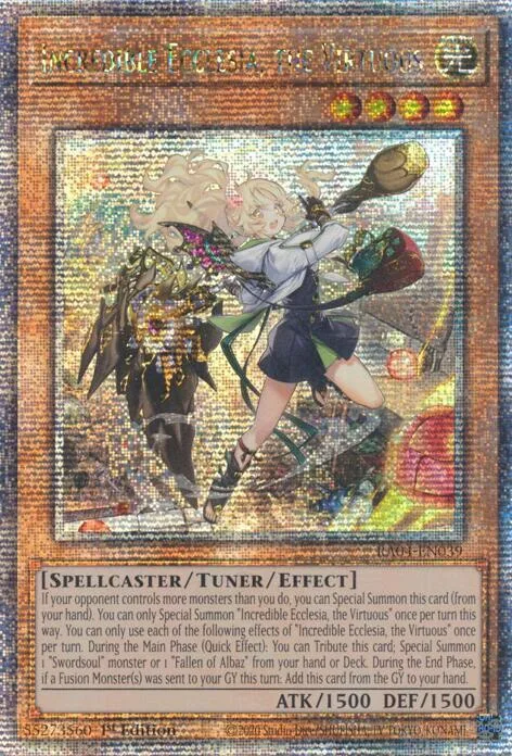 Incredible Ecclesia, the Virtuous New Art Quarter Century Secret Rare RA04-EN039 Yu-Gi-Oh card from Quarter Century Stampede