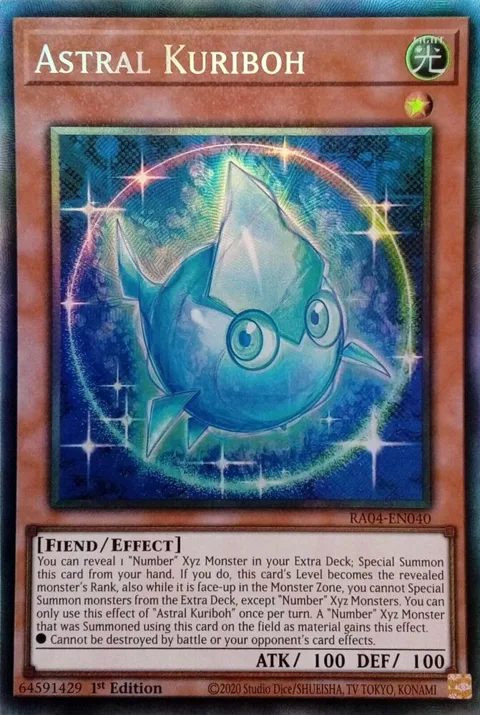 Astral Kuriboh Prismatic Collector's Rare RA04-EN040 Yu-Gi-Oh card from Quarter Century Stampede