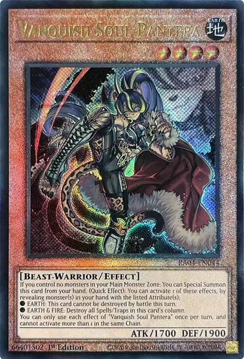 Vanquish Soul Pantera Prismatic Ultimate Rare RA04-EN044 Yu-Gi-Oh card from Quarter Century Stampede