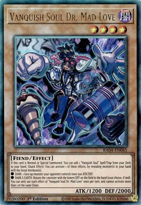 Vanquish Soul Dr. Mad Love Prismatic Ultimate Rare RA04-EN045 Yu-Gi-Oh card from Quarter Century Stampede