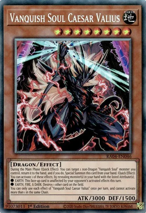 Vanquish Soul Caesar Valius Prismatic Collector's Rare RA04-EN046 Yu-Gi-Oh card from Quarter Century Stampede