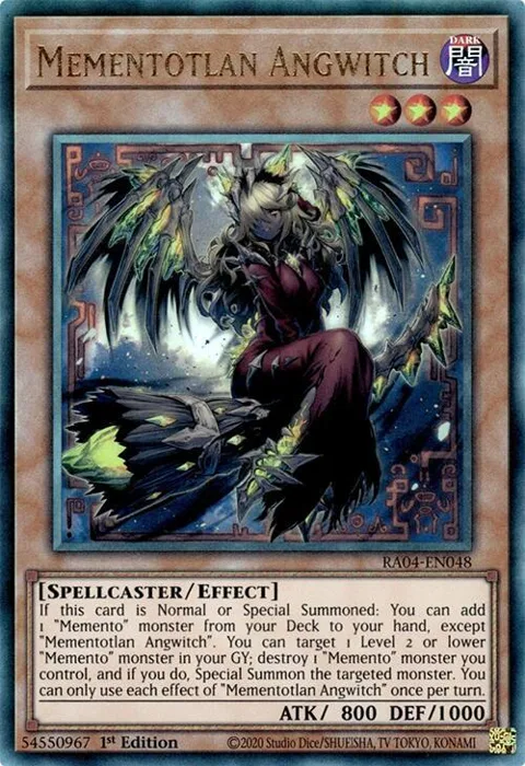 Mementotlan Angwitch Prismatic Ultimate Rare RA04-EN048 Yu-Gi-Oh card from Quarter Century Stampede