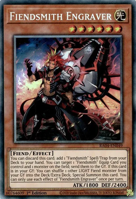 Fiendsmith Engraver Prismatic Collector's Rare RA04-EN049 Yu-Gi-Oh card from Quarter Century Stampede