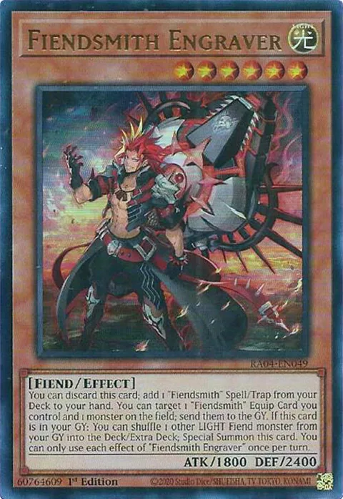 Fiendsmith Engraver Ultra Rare RA04-EN049 Yu-Gi-Oh card from Quarter Century Stampede