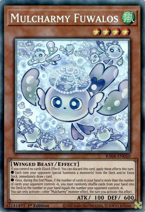 Mulcharmy Fuwalos Prismatic Collector's Rare RA04-EN050 Yu-Gi-Oh card from Quarter Century Stampede